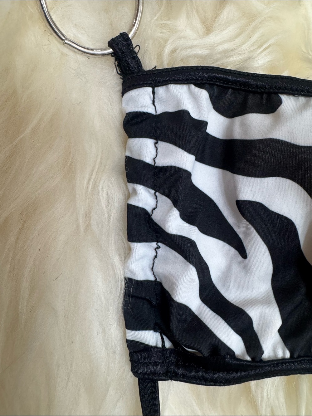 New small zebra bikini y2k festival rave exotic dance wear emo goth gothic - Picture 6 of 12
